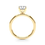 LUMEO Oval Solitaire Diamond Engagement Ring Side View in 18k Solid Yellow Gold 