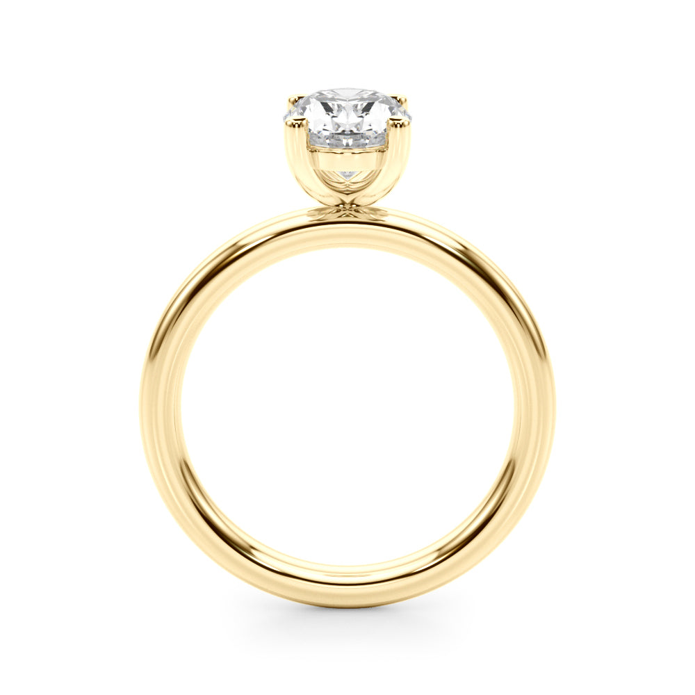 LUMEO Oval Solitaire Diamond Engagement Ring Side View in 18k Solid Yellow Gold 