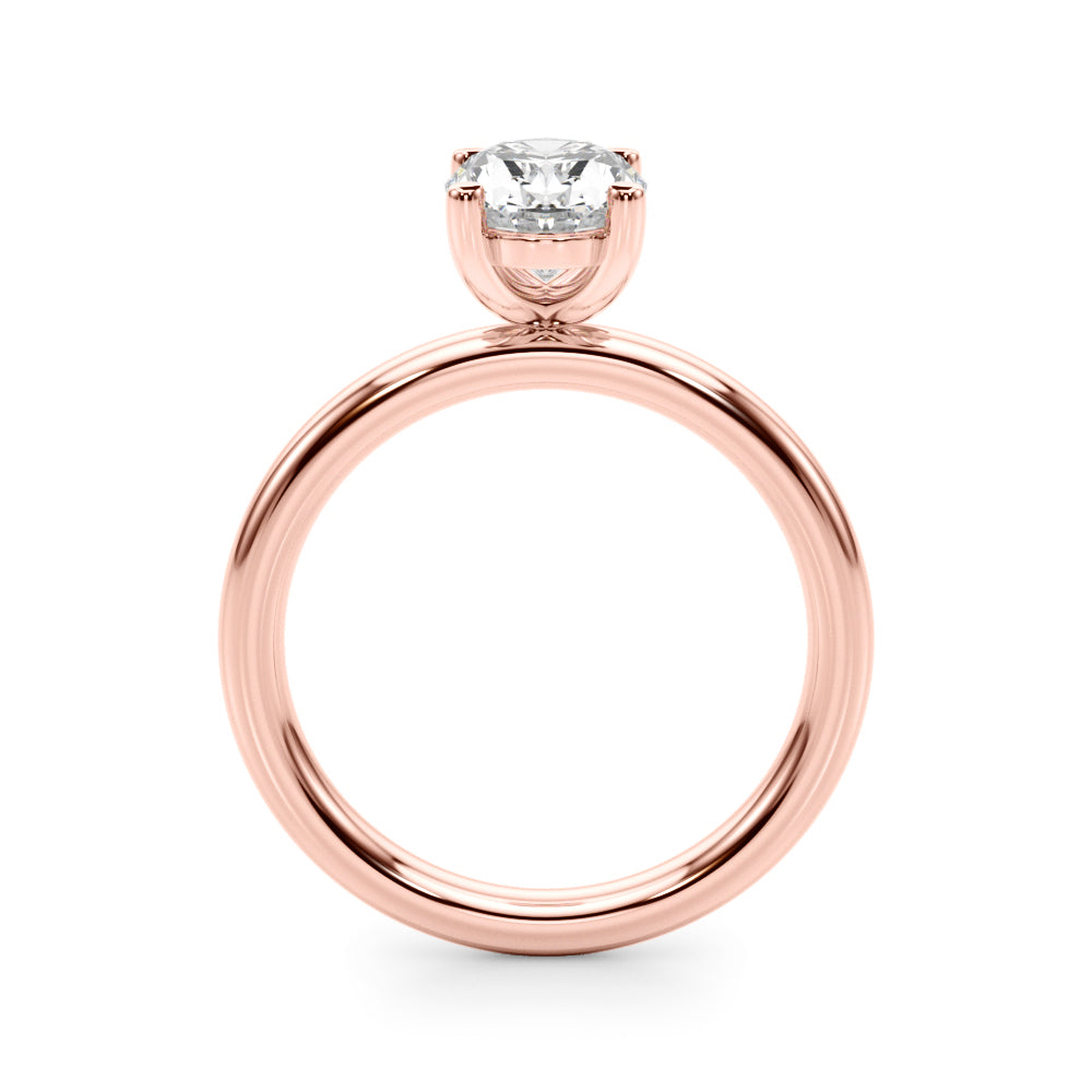 LUMEO Oval Solitaire Diamond Engagement Ring Side View in 18k Solid Rose Gold 