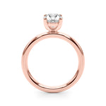 LUMEO Oval Solitaire Diamond Engagement Ring Side View in 18k Solid Rose Gold 