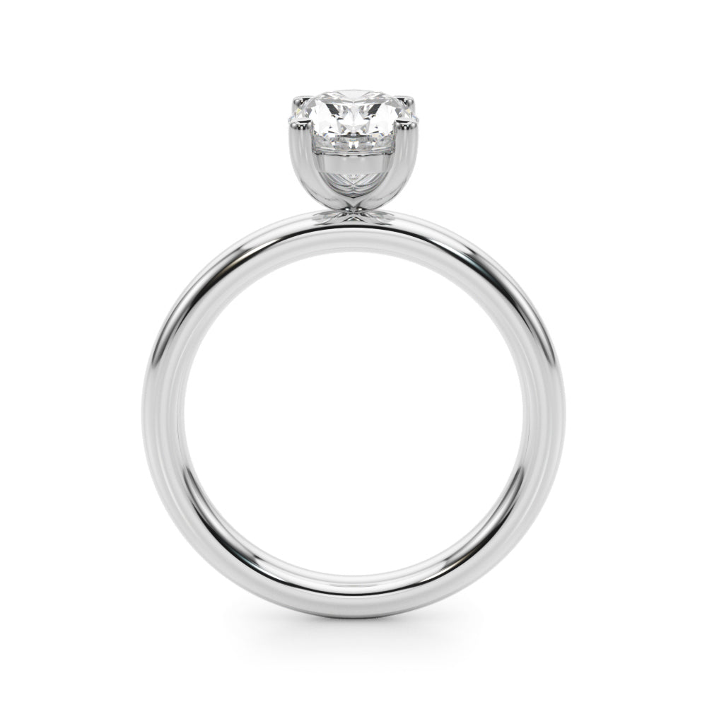 LUMEO Oval Solitaire Diamond Engagement Ring Side View in Platinum 