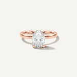 LUMEO Oval Classic Solitaire Diamond Engagement Ring with Plain Band Front View in 18k Solid Rose Gold 