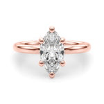 LUMEO Marquise Solitaire Diamond Engagement Ring Angle View in 18k Solid Rose Gold 