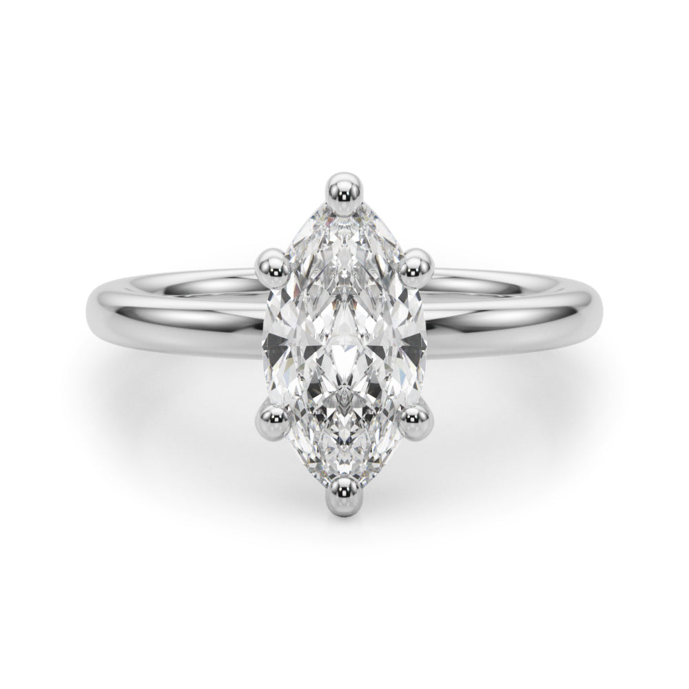 LUMEO Marquise Solitaire Diamond Engagement Ring Angle View in Platinum 