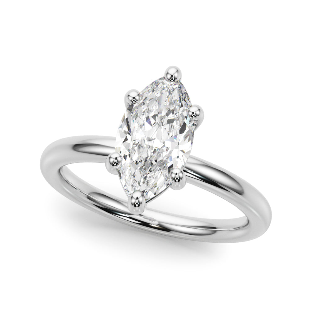 LUMEO Marquise Solitaire Diamond Engagement Ring Front View in Platinum 