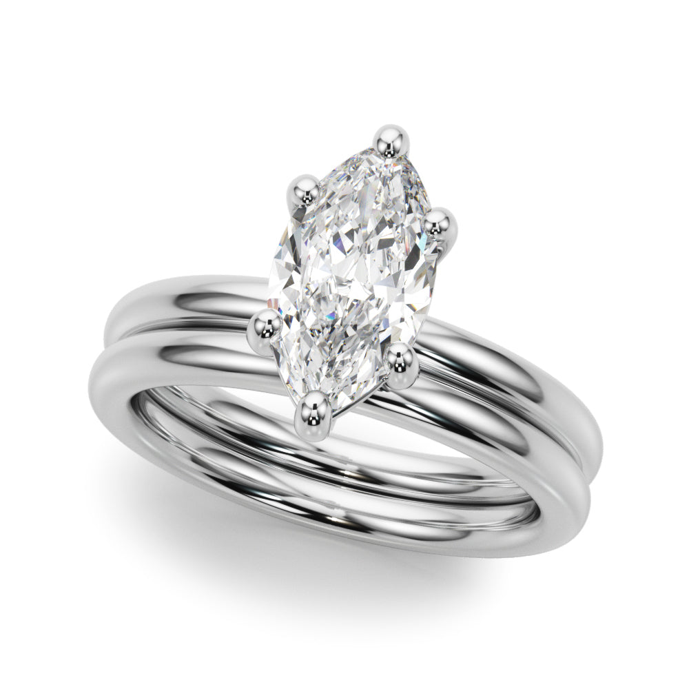 LUMEO Marquise Solitaire Diamond Engagement Ring Set in Platinum 
