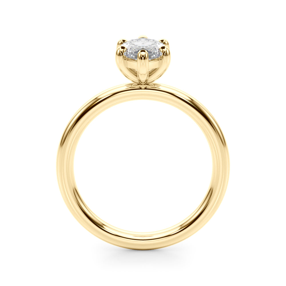 LUMEO Marquise Solitaire Diamond Engagement Ring Side View in 18k Solid Yellow Gold 