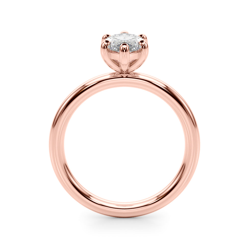 LUMEO Marquise Solitaire Diamond Engagement Ring Side View in 18k Solid Rose Gold 