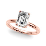LUMEO Emerald Solitaire Diamond Engagement Ring Front View in 18k Solid Rose Gold 