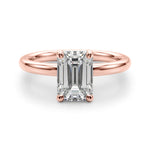 LUMEO Emerald Solitaire Diamond Engagement Ring Angle View in 18k Solid Rose Gold 