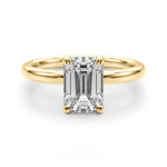 LUMEO Emerald Solitaire Diamond Engagement Ring Angle View in 18k Solid Yellow Gold 