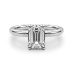 LUMEO Emerald Solitaire Diamond Engagement Ring Angle View in Platinum 