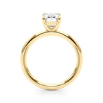 LUMEO Emerald Solitaire Diamond Engagement Ring Side View in 18k Solid Yellow Gold 