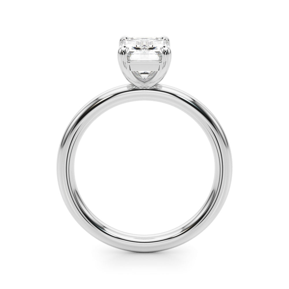 LUMEO Emerald Solitaire Diamond Engagement Ring Side View in Platinum 