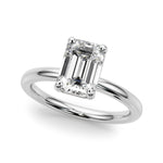 LUMEO Emerald Solitaire Diamond Engagement Ring Front View in Platinum 
