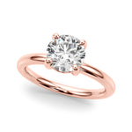 LUMEO Round Solitaire Diamond Engagement Ring Front View in 18k Solid Rose Gold 