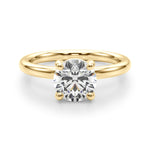 LUMEO Round Solitaire Diamond Engagement Ring Angle View in 18k Solid Yellow Gold 