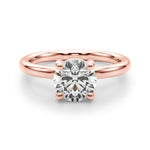 LUMEO Round Solitaire Diamond Engagement Ring Angle View in 18k Solid Rose Gold 