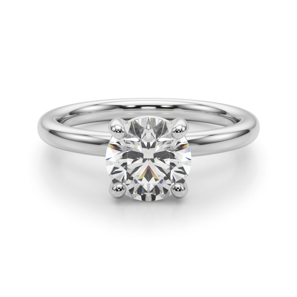 LUMEO Round Solitaire Diamond Engagement Ring Angle View in Platinum 