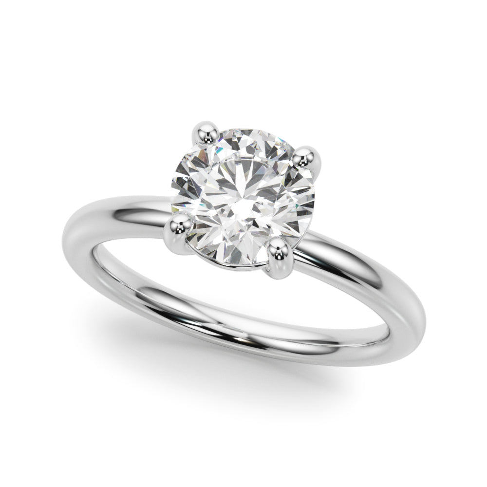 LUMEO Round Solitaire Diamond Engagement Ring Front View in Platinum 