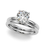 LUMEO Round Solitaire Diamond Engagement Ring Set in Platinum 