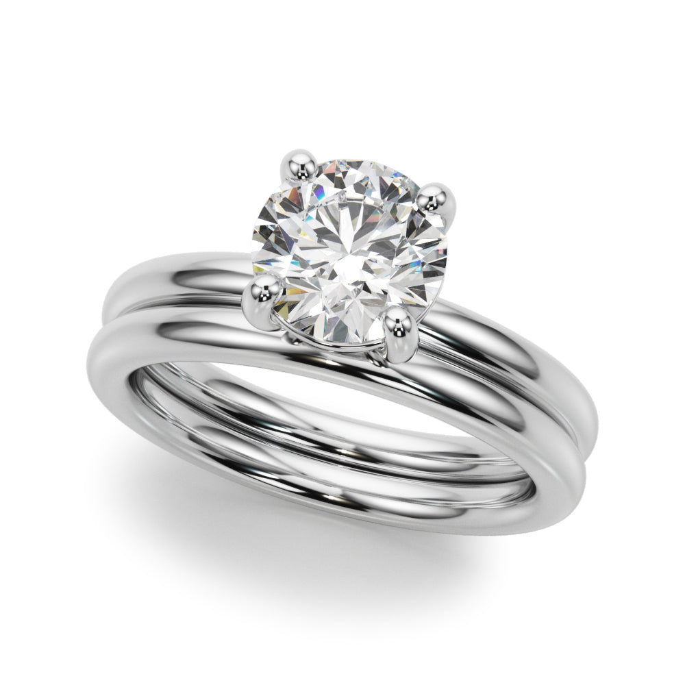 LUMEO Round Solitaire Diamond Engagement Ring Set in Platinum 