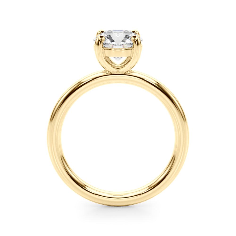 LUMEO Round Solitaire Diamond Engagement Ring Side View in 18k Solid Yellow Gold 