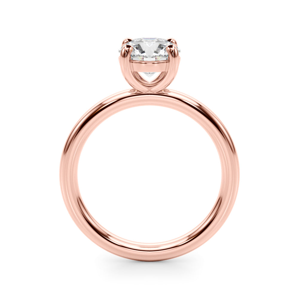 LUMEO Round Solitaire Diamond Engagement Ring Side View in 18k Solid Rose Gold 