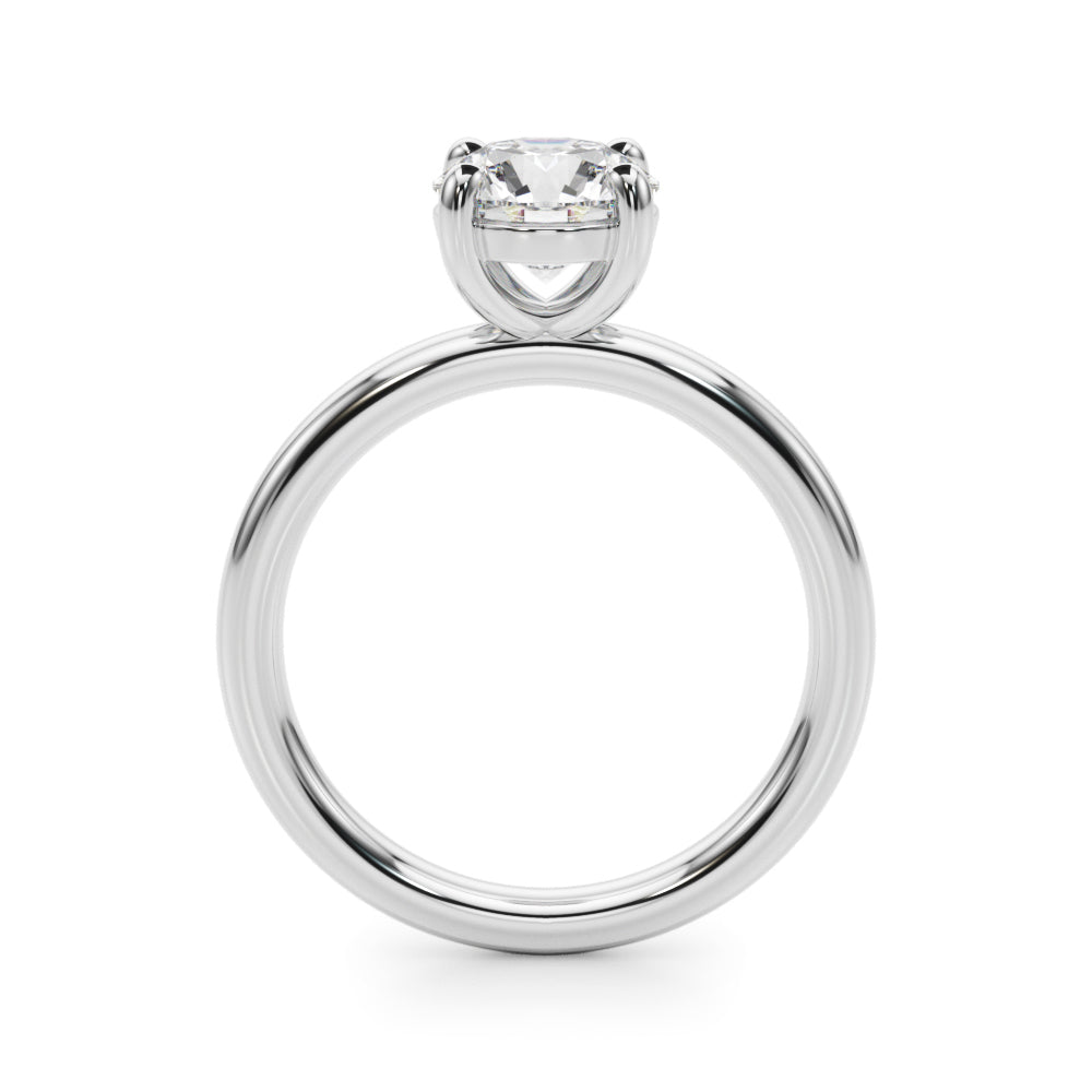 LUMEO Round Solitaire Diamond Engagement Ring Side View in Platinum 