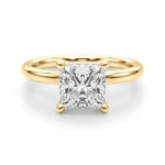 LUMEO Princess Solitaire Diamond Engagement Ring Angle View in 18k Solid Yellow Gold 
