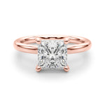 LUMEO Princess Solitaire Diamond Engagement Ring Angle View in 18k Solid Rose Gold 