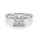 LUMEO Princess Solitaire Diamond Engagement Ring Angle View in Platinum 