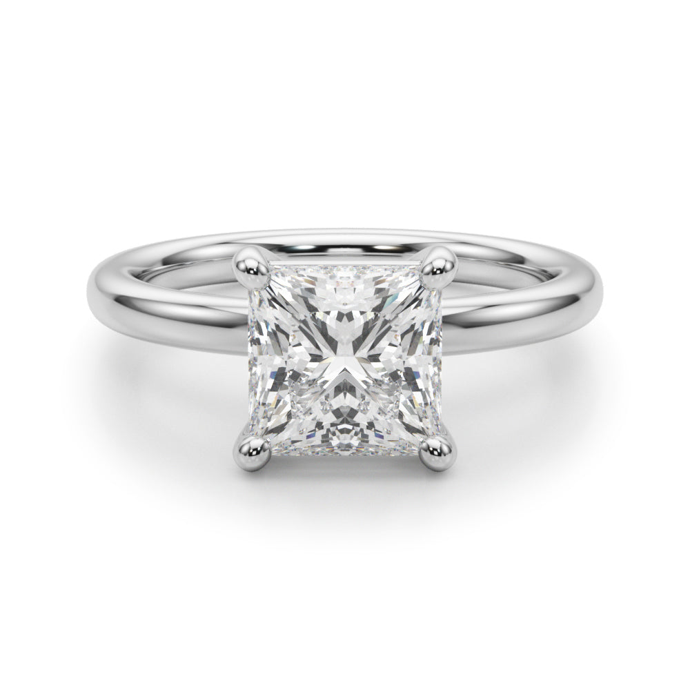 LUMEO Princess Solitaire Diamond Engagement Ring Angle View in Platinum 