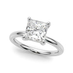 LUMEO Princess Solitaire Diamond Engagement Ring Front View in Platinum 