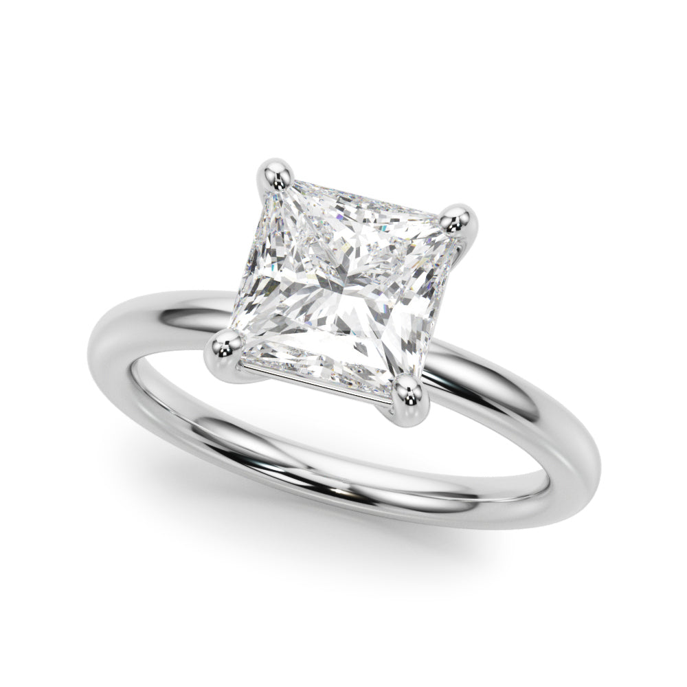 LUMEO Princess Solitaire Diamond Engagement Ring Front View in Platinum 