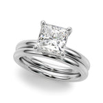LUMEO Princess Solitaire Diamond Engagement Ring Set in Platinum 