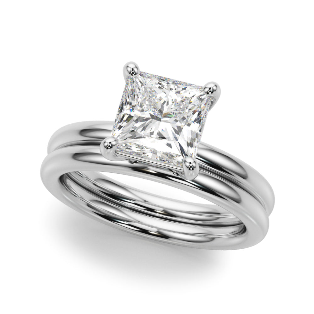 LUMEO Princess Solitaire Diamond Engagement Ring Set in Platinum 