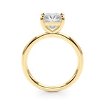 LUMEO Princess Solitaire Diamond Engagement Ring Side View in 18k Solid Yellow Gold 