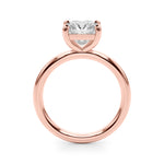 LUMEO Princess Solitaire Diamond Engagement Ring Side View in 18k Solid Rose Gold 