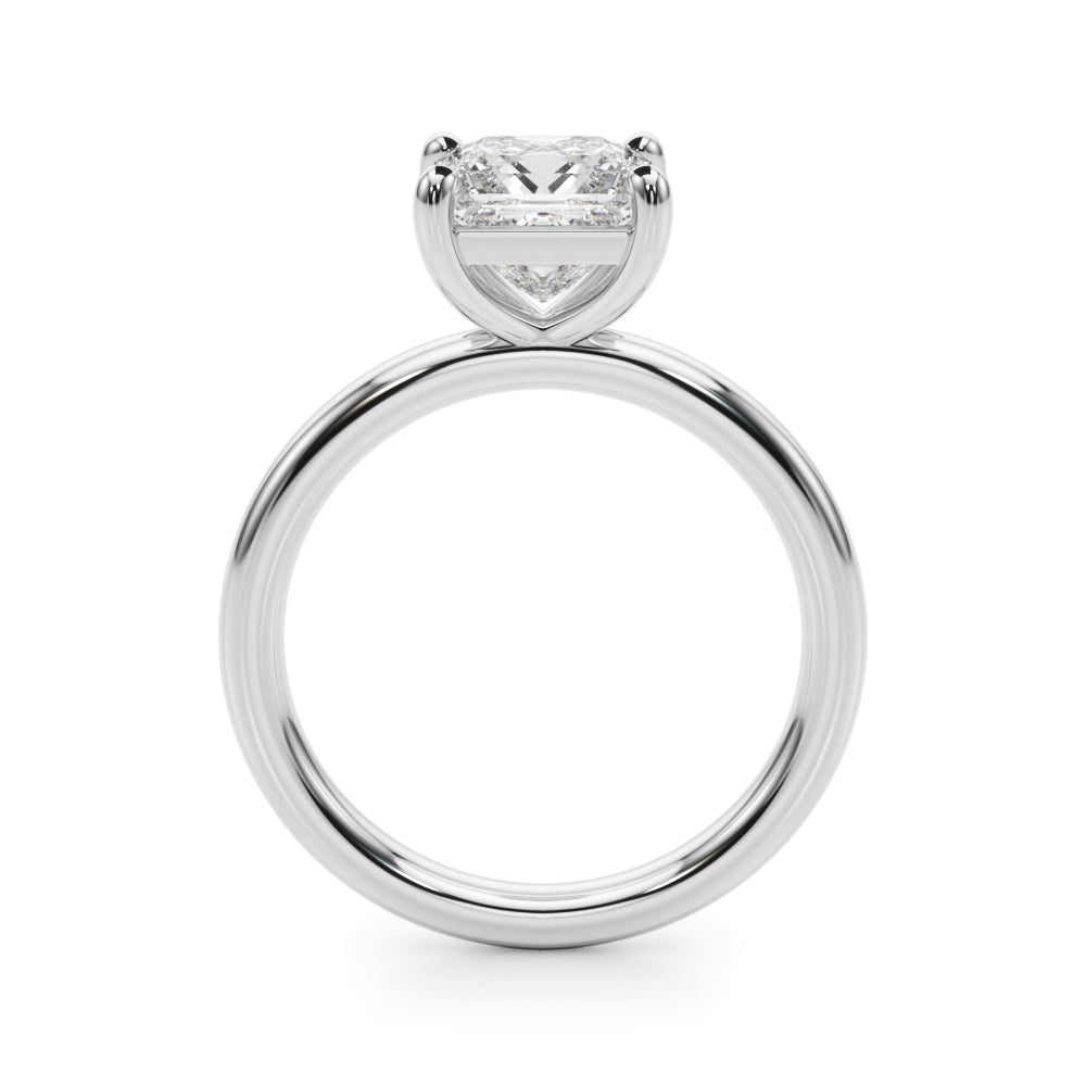 LUMEO Princess Solitaire Diamond Engagement Ring Side View in Platinum 