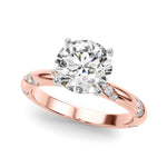 LUMEO Round Solitaire Diamond Engagement Ring Front View in 18k Solid Rose Gold 