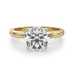LUMEO Round Solitaire Diamond Engagement Ring Angle View in 18k Solid Yellow Gold 