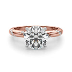 LUMEO Round Solitaire Diamond Engagement Ring Angle View in 18k Solid Rose Gold 