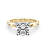 LUMEO Cushion Solitaire Diamond Engagement Ring Angle View in 18k Solid Yellow Gold 