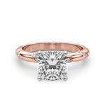 LUMEO Cushion Solitaire Diamond Engagement Ring Angle View in 18k Solid Rose Gold 