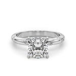 LUMEO Cushion Solitaire Diamond Engagement Ring Angle View in Platinum 