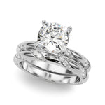 LUMEO Cushion Solitaire Diamond Engagement Ring Set in Platinum 