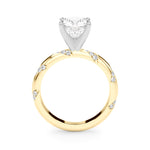 LUMEO Cushion Solitaire Diamond Engagement Ring Side View in 18k Solid Yellow Gold 