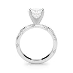 LUMEO Cushion Solitaire Diamond Engagement Ring Side View in Platinum 