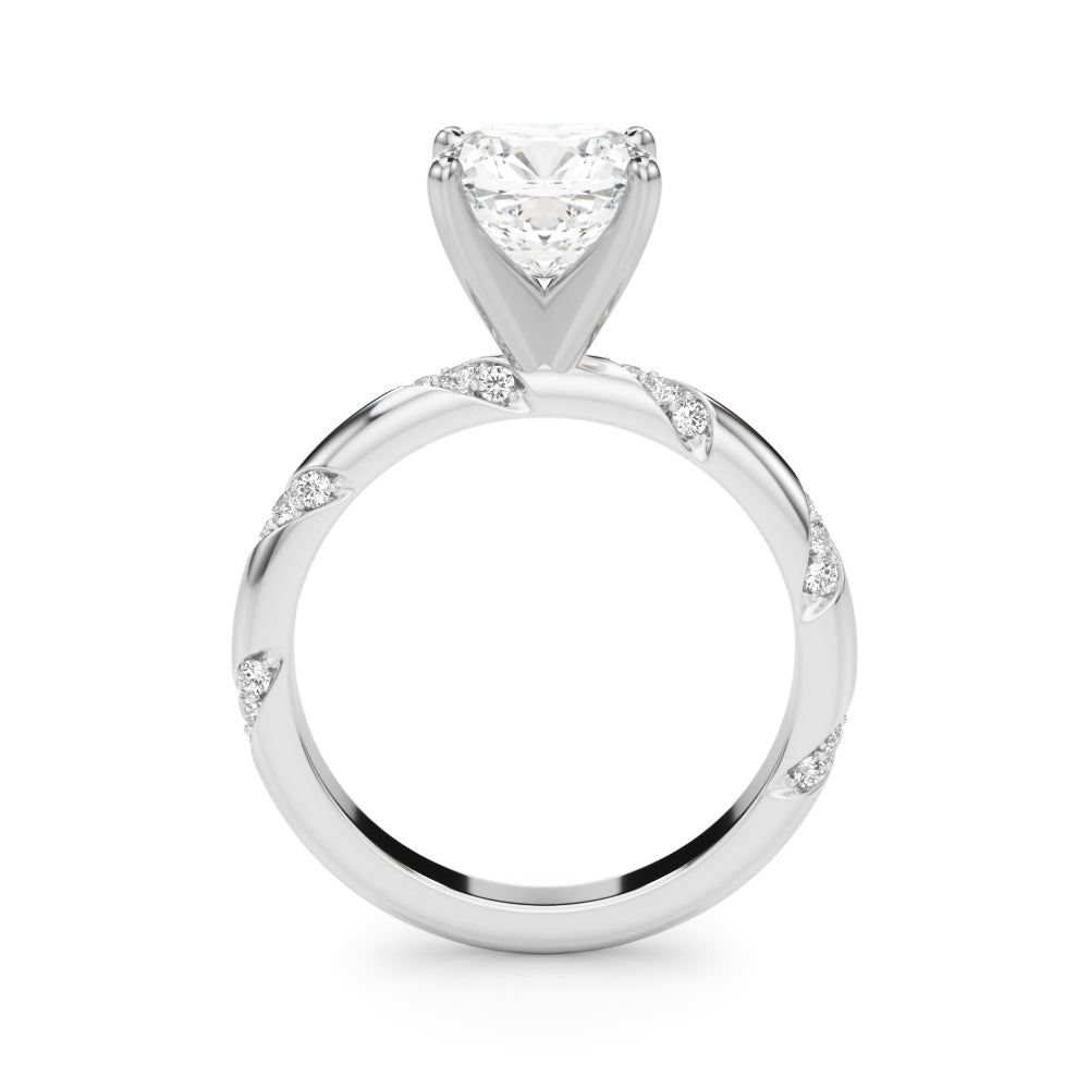 LUMEO Cushion Solitaire Diamond Engagement Ring Side View in Platinum 
